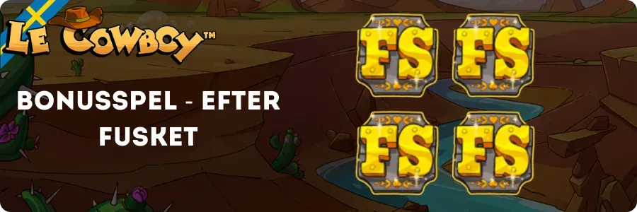 Le Cowboy Trail of Trickery bonusspel med 4 FS scatter-symboler