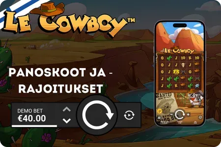 Le Cowboyn panoskoot ja rajat, jossa näkyy demopanoksen näyttö ja päivityspainike
