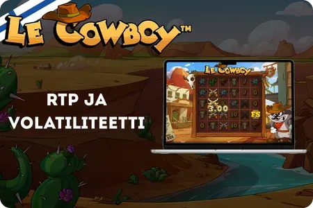Le Cowboyn RTP- ja volatiliteettitiedot, joissa näkyy 96,31 %:n palautusprosentti
